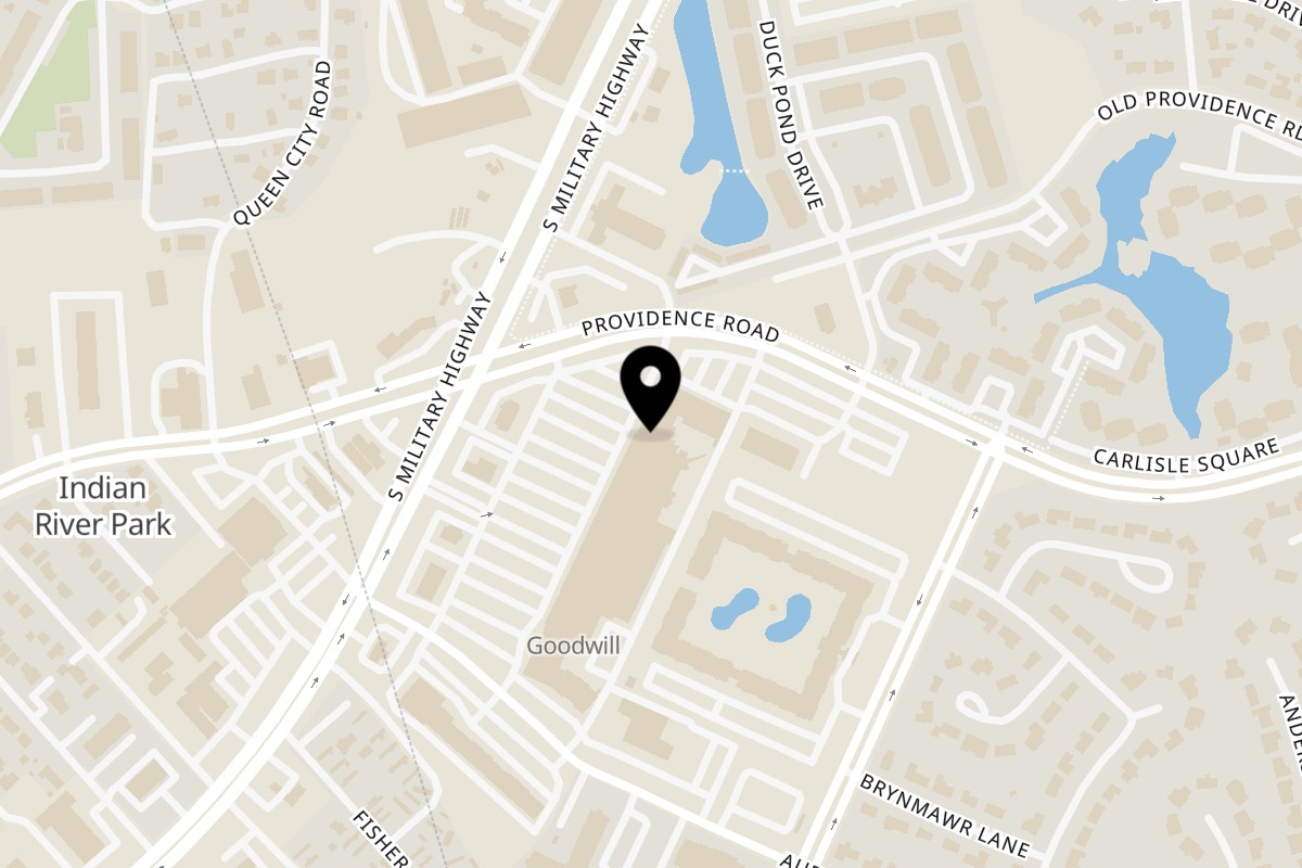 Map showing the location of Ouka Sora College Park on 6525 College Park Square in Virginia Beach